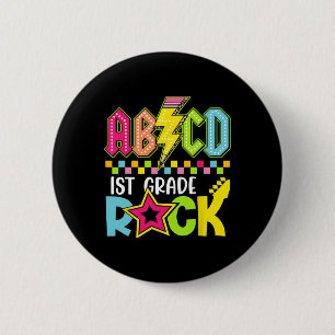 Funny Back To School Lightning Bolt 1st Grade Rock 6 Cm Round Badge