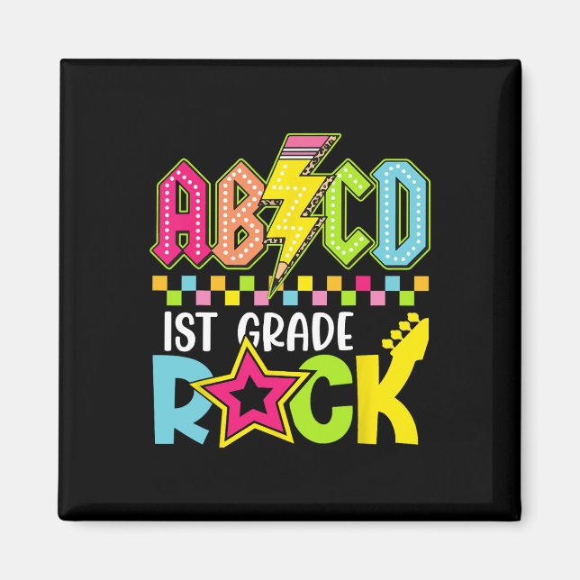 Funny Back To School Lightning Bolt 1st Grade Rock Magnet (Front)