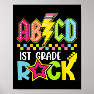 Funny Back To School Lightning Bolt 1st Grade Rock Poster