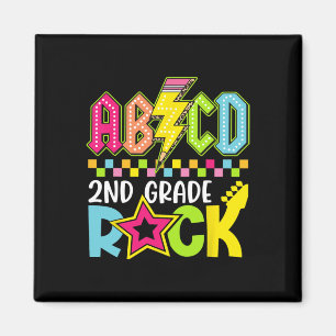 Funny Back To School Lightning Bolt 2nd Grade Rock Magnet