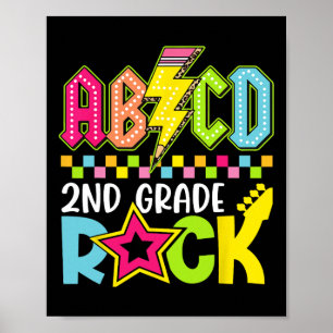 Funny Back To School Lightning Bolt 2nd Grade Rock Poster
