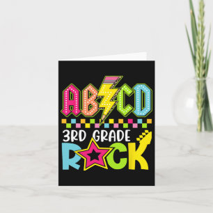 Funny Back To School Lightning Bolt 3rd Grade Rock Card