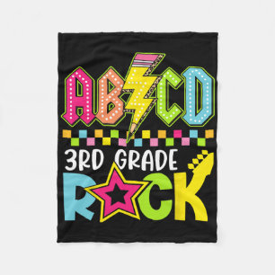 Funny Back To School Lightning Bolt 3rd Grade Rock Fleece Blanket