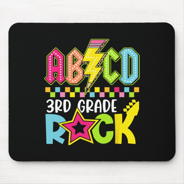 Funny Back To School Lightning Bolt 3rd Grade Rock Mouse Pad (Front)