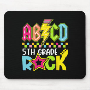 Funny Back To School Lightning Bolt 5th Grade Rock Mouse Pad