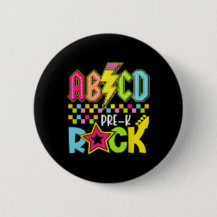 Funny Back To School Lightning Bolt Pre K Rock Kid 6 Cm Round Badge