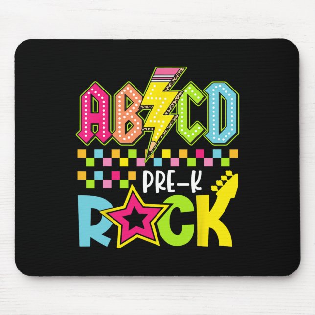Funny Back To School Lightning Bolt Pre K Rock Kid Mouse Pad (Front)