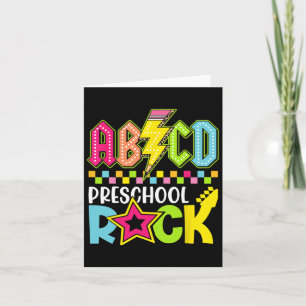 Funny Back To School Lightning Bolt Preschool Rock Card