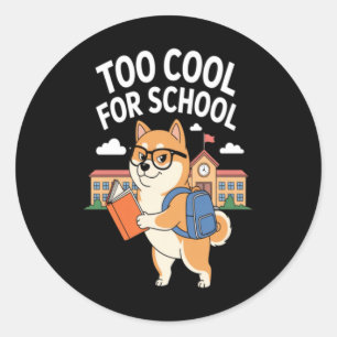 Funny Back To School Nerdy Dog Classic Round Sticker