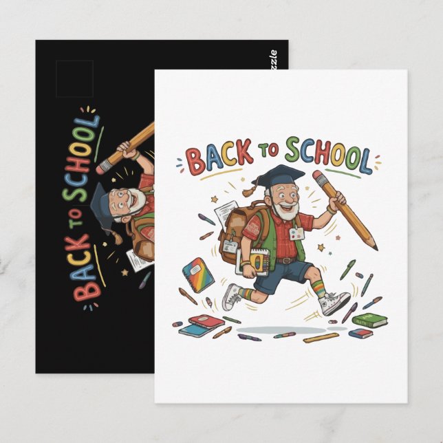 Funny Back to School Senior Student Postcard (Front/Back)