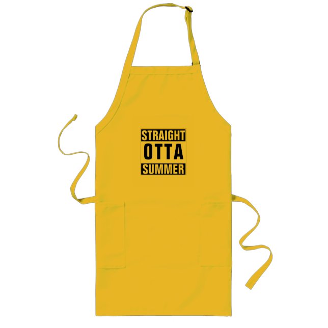 Funny Back to School Straight Outta Summer Humour Long Apron (Front)