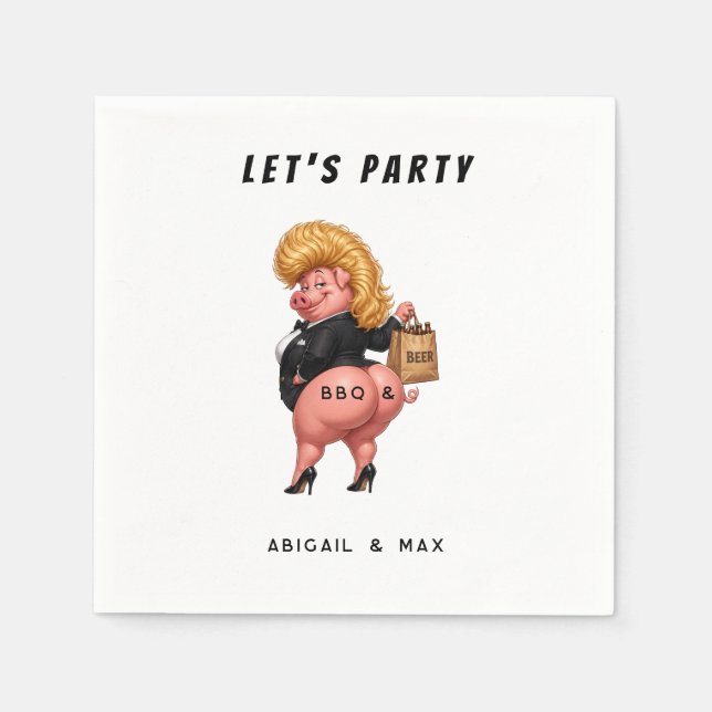 Funny Backyard BBQ & Beer Napkin (Front)