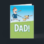 Funny Bacon Lover Father's Day Card<br><div class="desc">Here's a cute and funny cartoon Father's Day card that features a dad who's walking the dog in a very dad-like way: By using bacon as a motivator. Way to go, Pops! Thank you for choosing this original design by © Chuck Ingwersen. I post cartoons every day on Instagram: https://www.instagram.com/captainscratchy...</div>