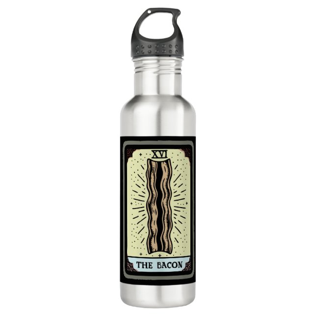 Funny Bacon Tarot Card 710 Ml Water Bottle (Front)