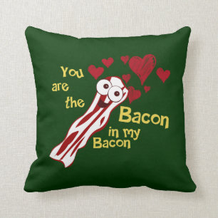 Funny Bacon Valentine's Pillow
