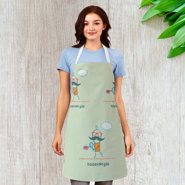 Funny Bacteriologist Scientist with Big Moustache  Apron (Creator Uploaded)