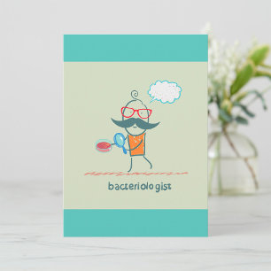 Funny Bacteriologist Scientist with Big Moustache  Invitation