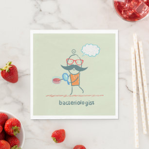 Funny Bacteriologist Scientist with Big Moustache Napkin