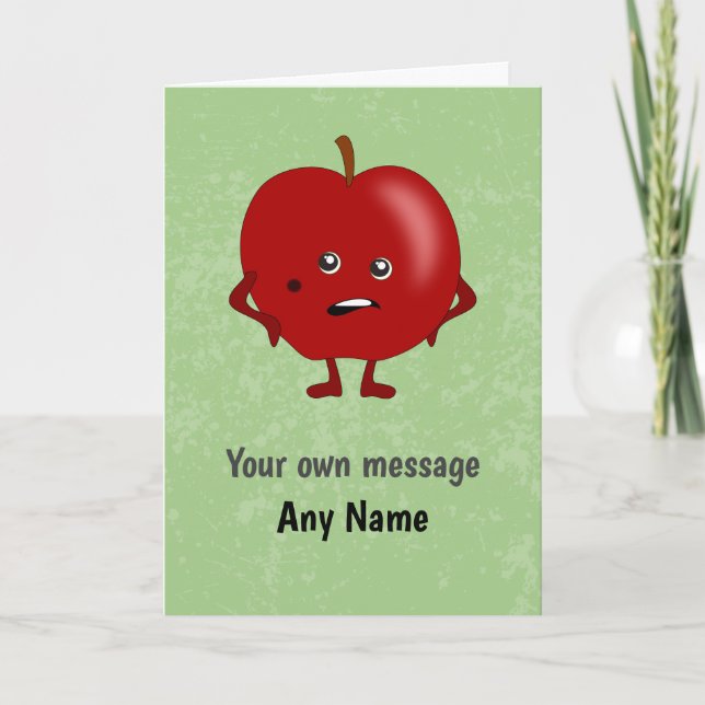 Funny 'Bad Apple' Fruit on Green Custom Occasion Card (Front)