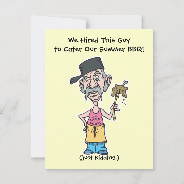 funny bad camp cook summer BBQ party Invitation (Front)