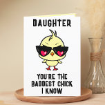 Funny Bad Chick Chicken Daughter Happy Birthday Thank You Card<br><div class="desc">Looking for a unique way to express your love and humour to your child? Our funny chicken greeting card is the perfect choice for your daughter on her birthday! Customise it by adding your own personal message. Design features a cool baby chick wearing sunglasses with a red heart in them....</div>