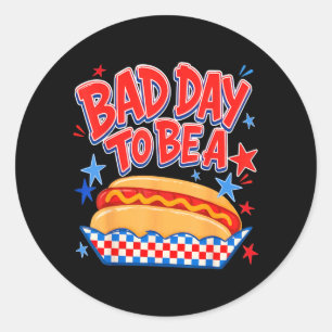 Funny Bad Day to Be a Hotdog 4th of July Classic Round Sticker