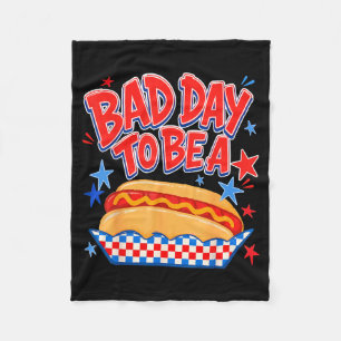 Funny Bad Day to Be a Hotdog 4th of July Fleece Blanket