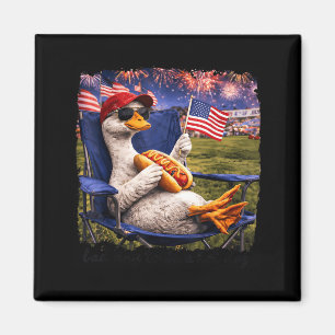 Funny Bad Day To Be A Hotdog Goose 4th Of July Men Magnet