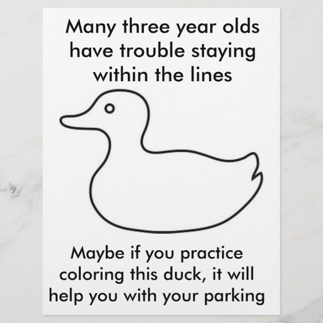 funny bad driver flyer attention dumb parking job (Front)