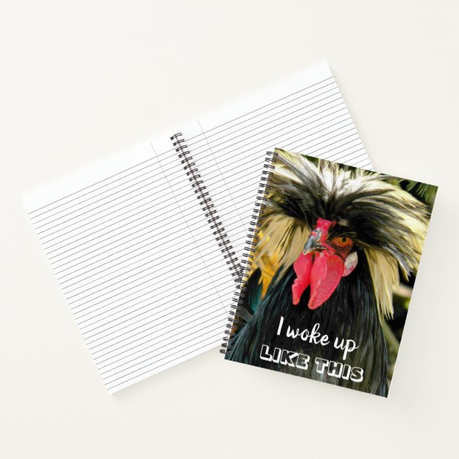 Funny Bad Hair Day Chicken Meme Notebook (Inside)