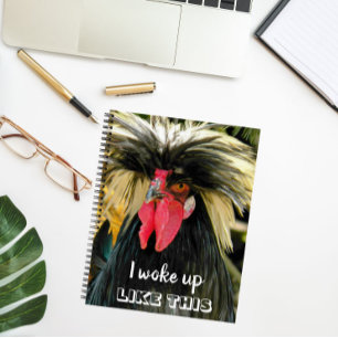 Funny Bad Hair Day Chicken Meme Notebook