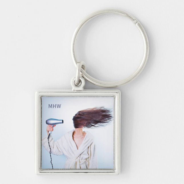 Funny Bad Hair Day custom monogram key chain (Front)
