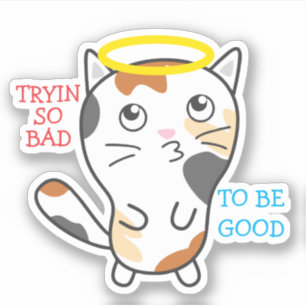 Funny bad kitty calico cat halo personalised