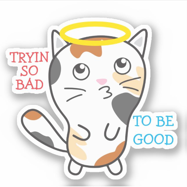 Funny bad kitty calico cat halo personalised (Front)