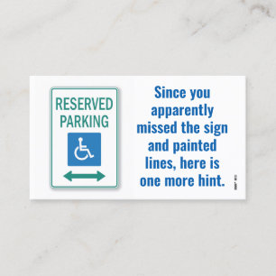 Funny Bad Parking Note Business Card
