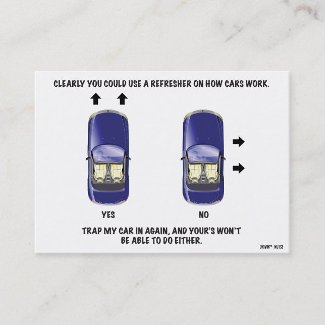 Funny Bad Parking Note Business Card (Front)