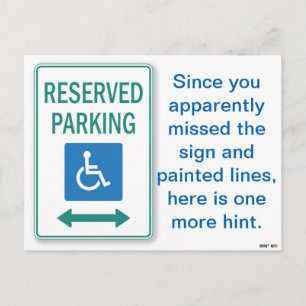 Funny Bad Parking Note Postcard