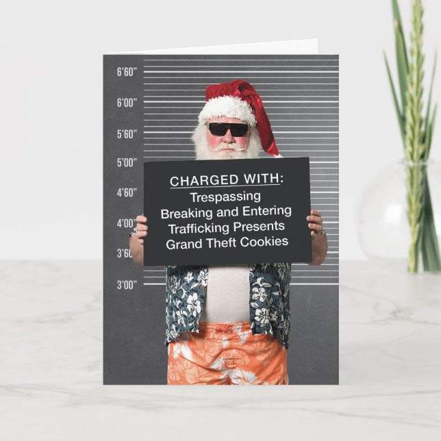 Funny Bad Santa Christmas Greeting Card (Front)