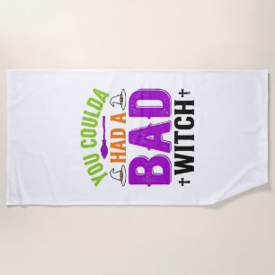 Funny Bad Witch Halloween Quote Vector Design_1 Beach Towel