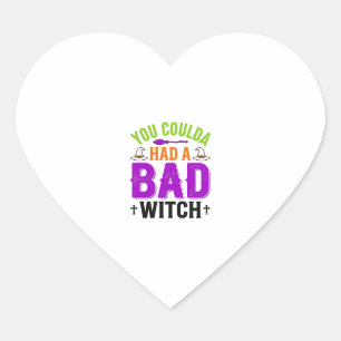 Funny Bad Witch Halloween Quote Vector Design_1 Heart Sticker