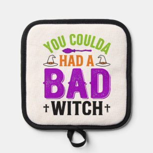 Funny Bad Witch Halloween Quote Vector Design_1 Pot Holder