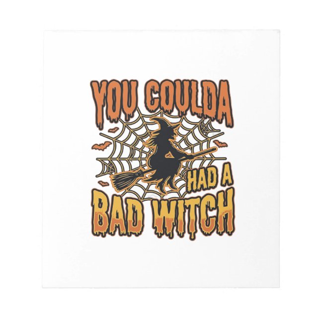 Funny Bad Witch Halloween Vintage Engraving Design Notepad (Front)