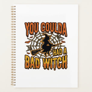 Funny Bad Witch Halloween Vintage Engraving Design Planner