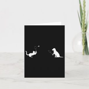 Funny Badminton Cat And Dog Design Apparel Kitten  Card