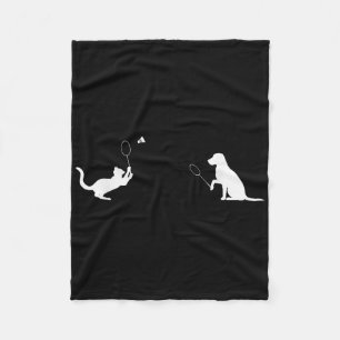Funny Badminton Cat And Dog Design Apparel Kitten  Fleece Blanket