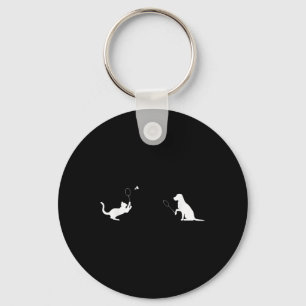 Funny Badminton Cat And Dog Design Apparel Kitten Key Ring