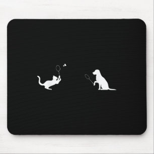 Funny Badminton Cat And Dog Design Apparel Kitten Mouse Pad