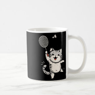 Funny Badminton Cat Cute Kitty Badminton Player Sh Coffee Mug