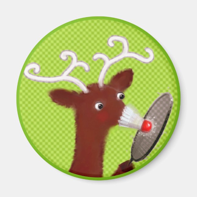 Funny Badminton Christmas Stocking Stuffer Magnet (Front)
