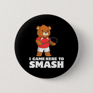 Funny Badminton Competitive Bear Player Smasher 6 Cm Round Badge